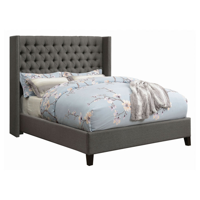 Bancroft Upholstered Queen Wingback Bed Grey - Walo Furniture 