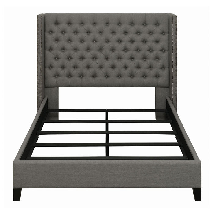 Bancroft Upholstered Queen Wingback Bed Grey - Walo Furniture 