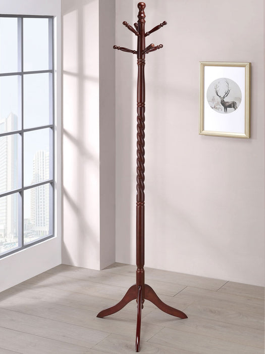 Riona 6 Hook Freestanding Wood Coat Rack Hat Hanger Merlot - Walo Furniture 