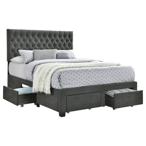 Soledad Upholstered Full Storage Panel Bed Grey - Walo Furniture 