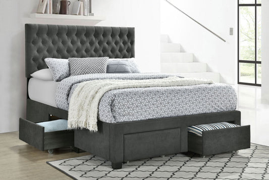 Soledad Upholstered Full Storage Panel Bed Grey - Walo Furniture 