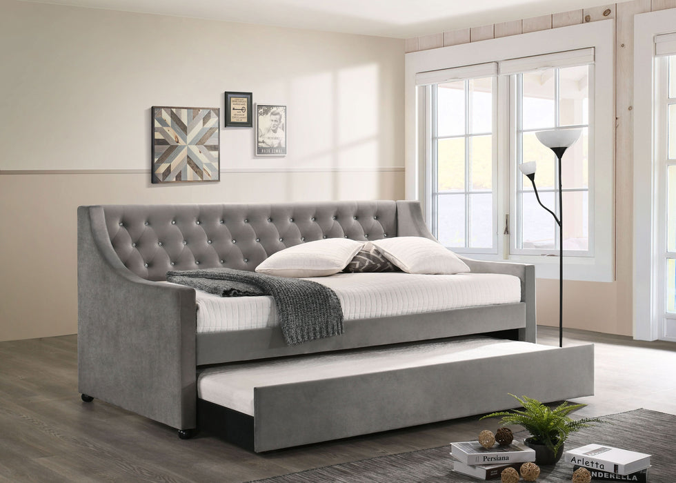 Chatsboro Upholstered Twin Daybed with Trundle Grey - Walo Furniture 