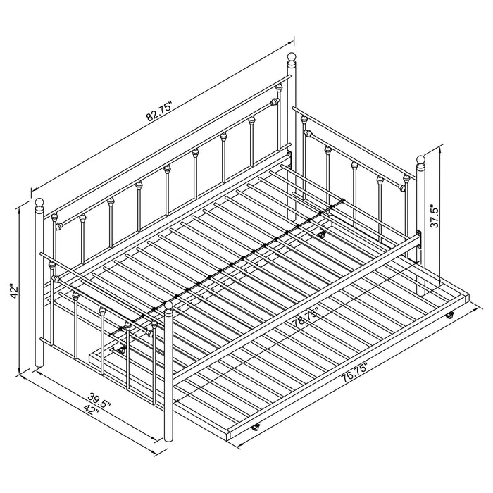 Nocus Metal Twin Daybed with Trundle Gunmetal