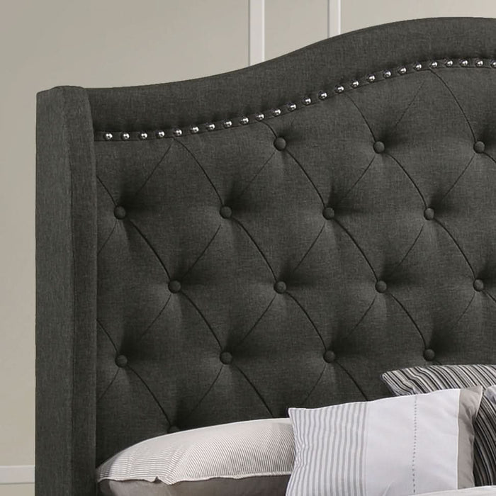 Sonoma Upholstered Eastern King Wingback Bed Grey - Walo Furniture 