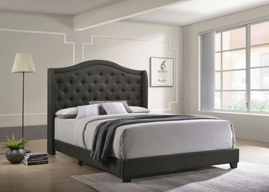 Sonoma Upholstered Eastern King Wingback Bed Grey - Walo Furniture 