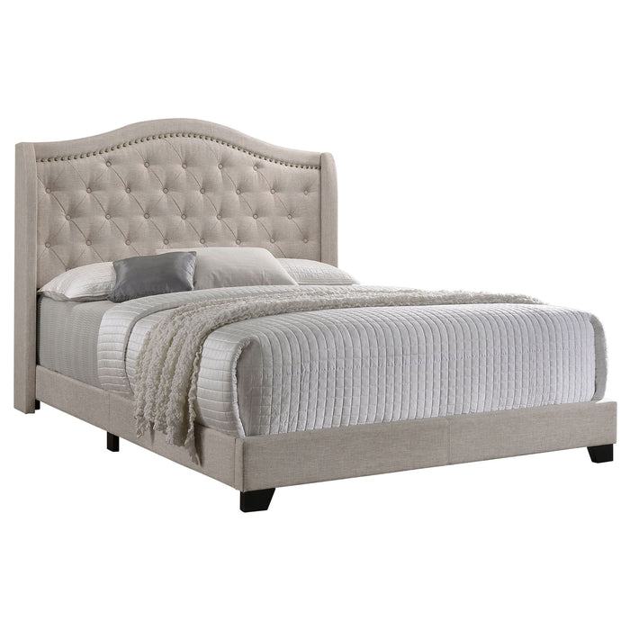 Sonoma Upholstered Full Wingback Bed Beige - Walo Furniture 