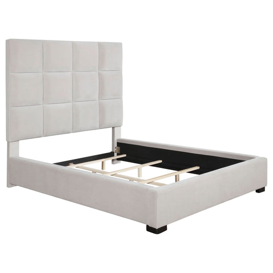 Panes Upholstered Queen Panel Bed Beige - Walo Furniture 