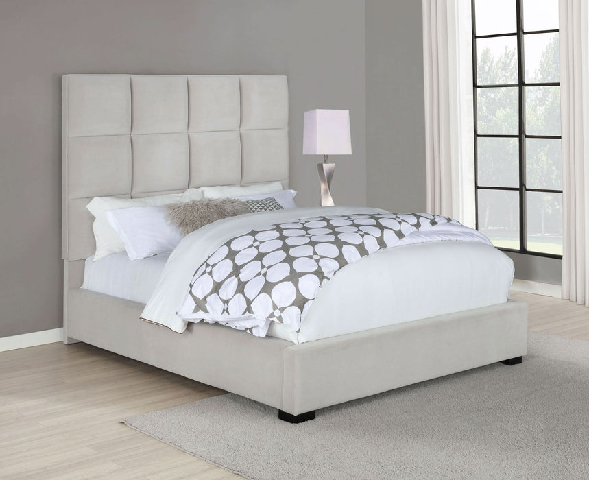 Panes Upholstered Queen Panel Bed Beige - Walo Furniture 