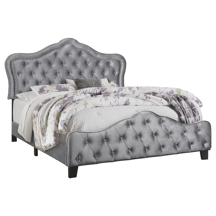 Bella Upholstered Eastern King Panel Bed Grey