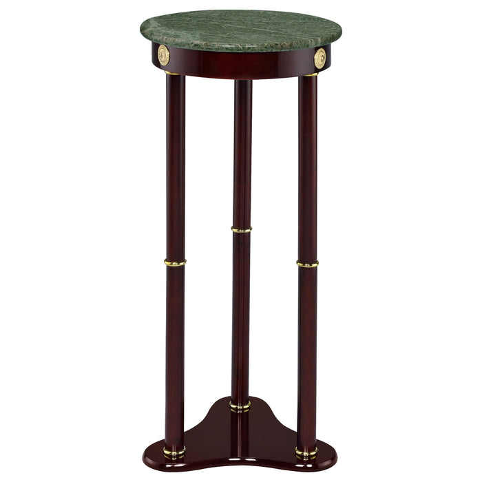 Edie Round Marble Top Accent Side Table Merlot - Walo Furniture 