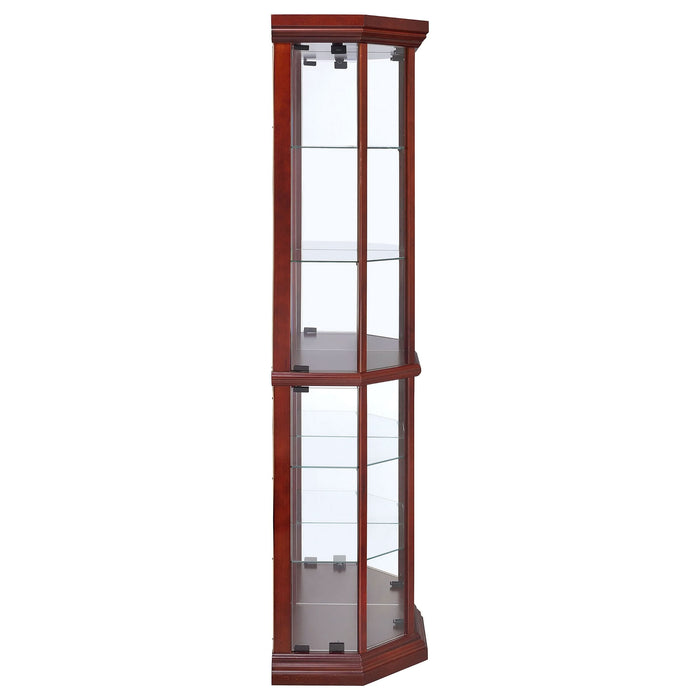 Appledale 6-shelf Corner Curio Display Cabinet Medium Brown - Walo Furniture 