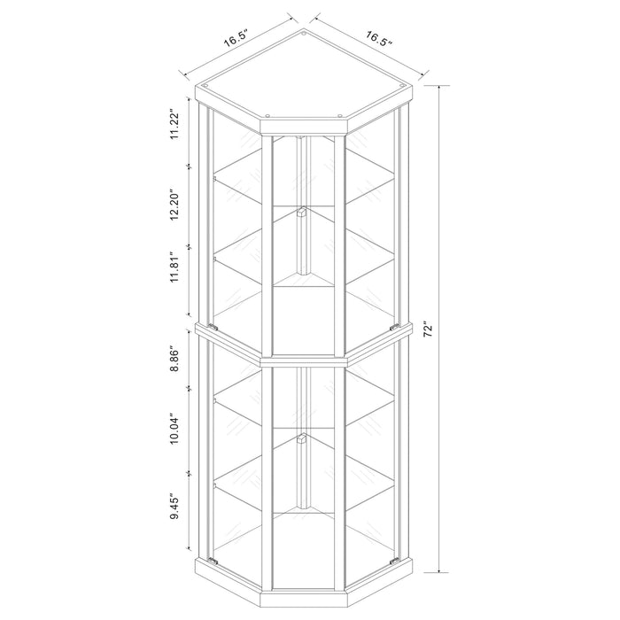 Appledale 6-shelf Corner Curio Display Cabinet Medium Brown - Walo Furniture 