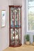 Appledale 6-shelf Corner Curio Display Cabinet Medium Brown - Walo Furniture 