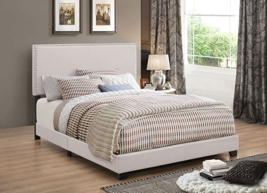 Boyd Upholstered Full Panel Bed Ivory - Walo Furniture 