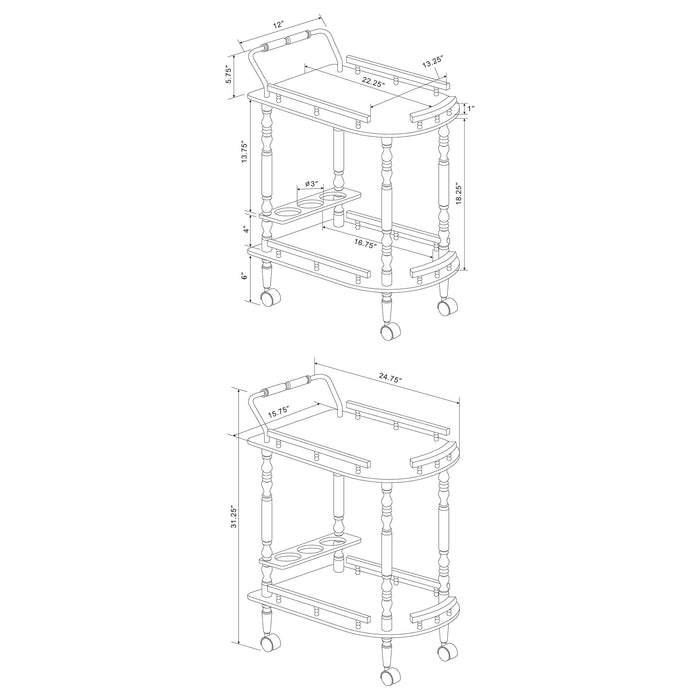 Palmer 2-tier Rectangular Wood Bar Cart Merlot - Walo Furniture 