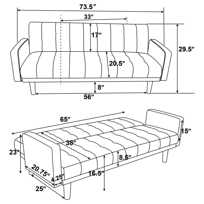 Sommer Upholstered Tufted Convertible Sofa Bed Grey - Walo Furniture 