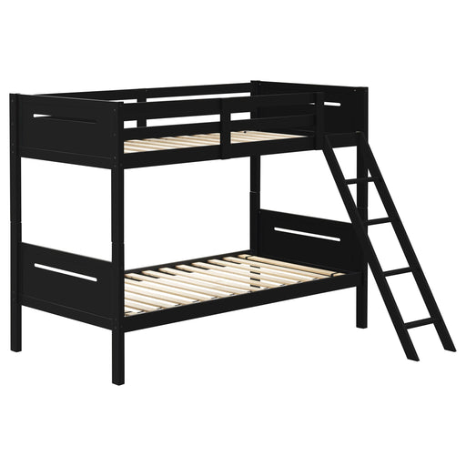 Littleton Wood Twin Over Twin Bunk Bed Black - Walo Furniture 