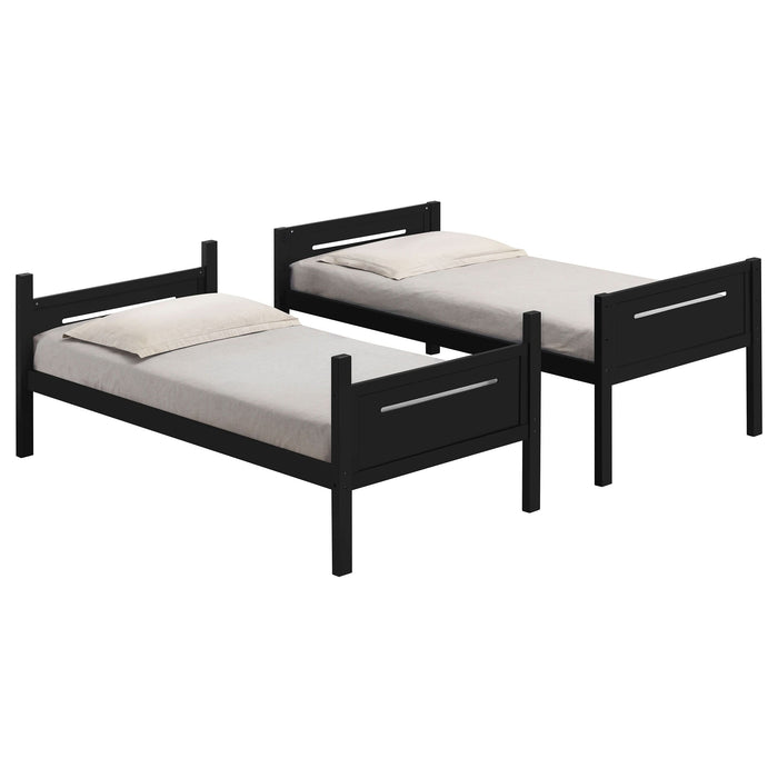 Littleton Wood Twin Over Twin Bunk Bed Black - Walo Furniture 