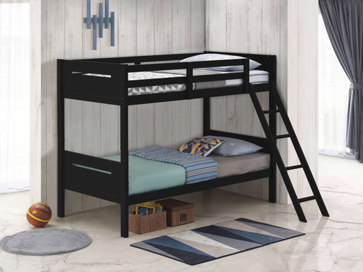 Littleton Wood Twin Over Twin Bunk Bed Black - Walo Furniture 