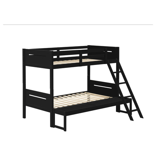 Littleton Wood Twin Over Full Bunk Bed Black - Walo Furniture 