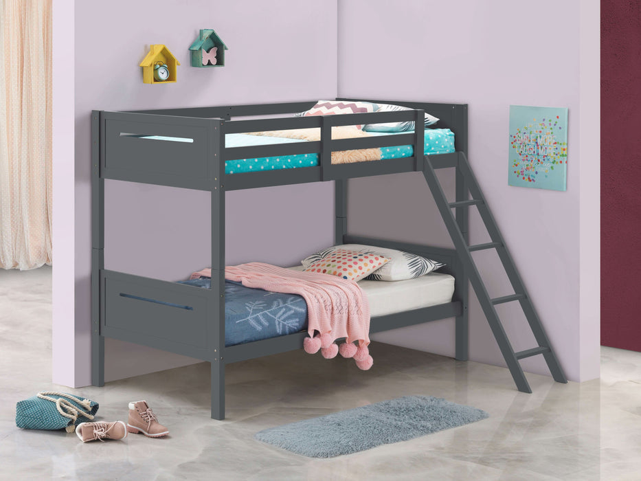 Littleton Wood Twin Over Twin Bunk Bed Grey - Walo Furniture 