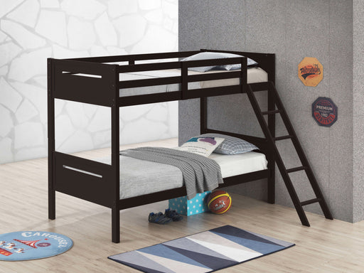 Littleton Wood Twin Over Twin Bunk Bed Espresso - Walo Furniture 