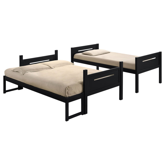 Littleton Wood Twin Over Full Bunk Bed Black - Walo Furniture 