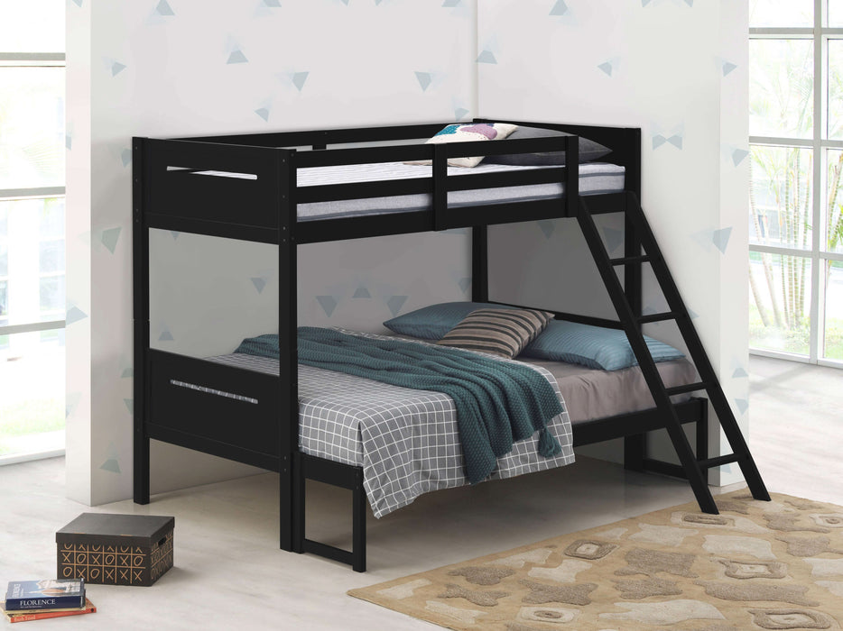 Littleton Wood Twin Over Full Bunk Bed Black - Walo Furniture 