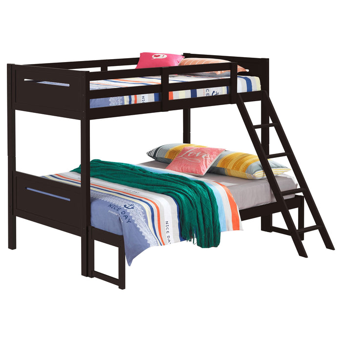 Littleton Wood Twin Over Full Bunk Bed Espresso - Walo Furniture 