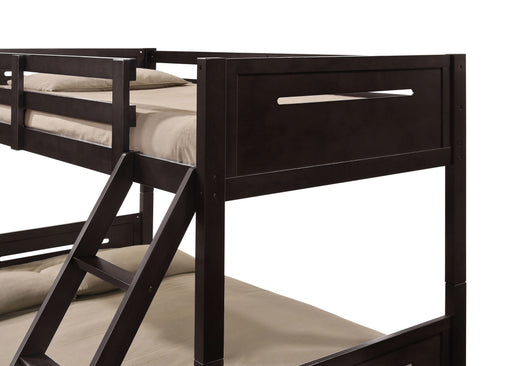 Littleton Wood Twin Over Full Bunk Bed Espresso - Walo Furniture 