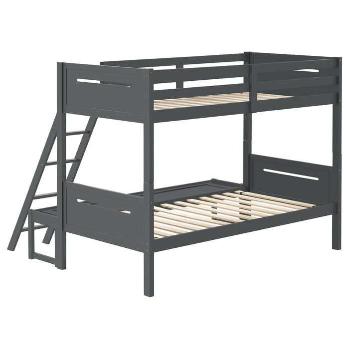 Littleton Wood Twin Over Full Bunk Bed Grey - Walo Furniture 