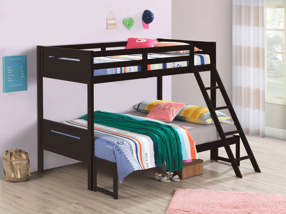 Littleton Wood Twin Over Full Bunk Bed Espresso - Walo Furniture 