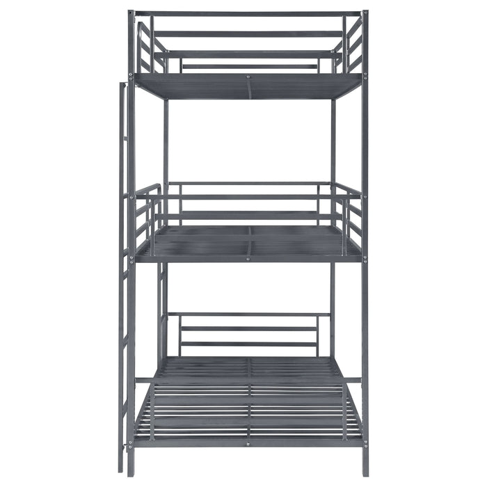 Maynard Metal Twin Triple Bunk Bed Gunmetal - Walo Furniture 