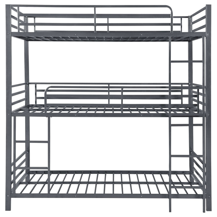 Maynard Metal Twin Triple Bunk Bed Gunmetal - Walo Furniture 