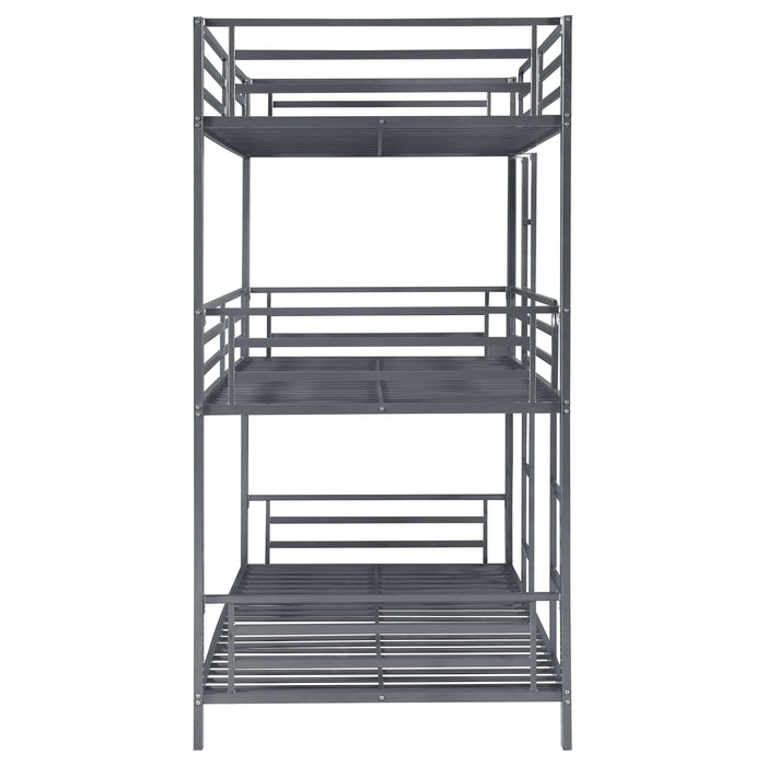 Maynard Metal Twin Triple Bunk Bed Gunmetal - Walo Furniture 