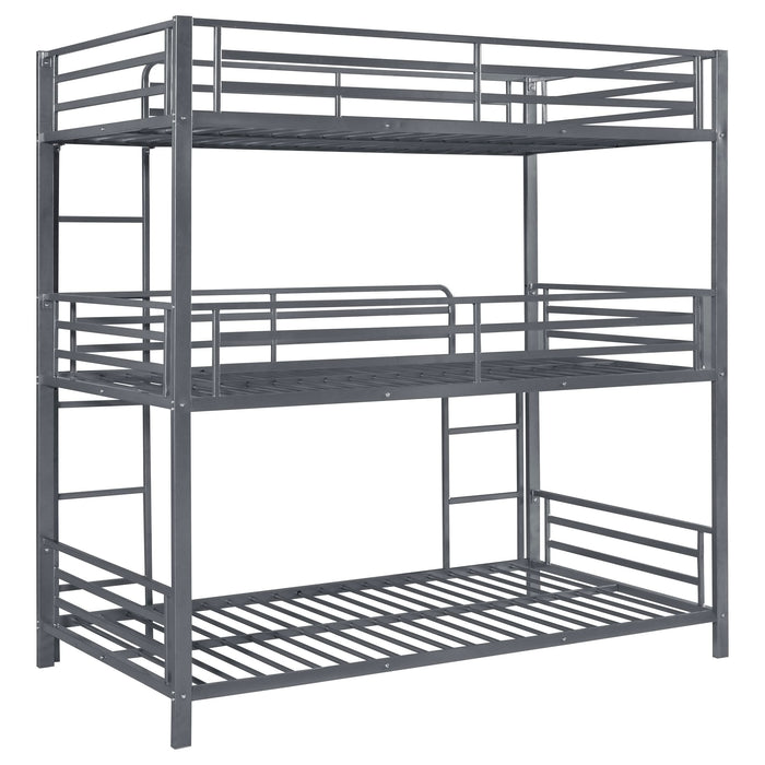 Maynard Metal Twin Triple Bunk Bed Gunmetal - Walo Furniture 