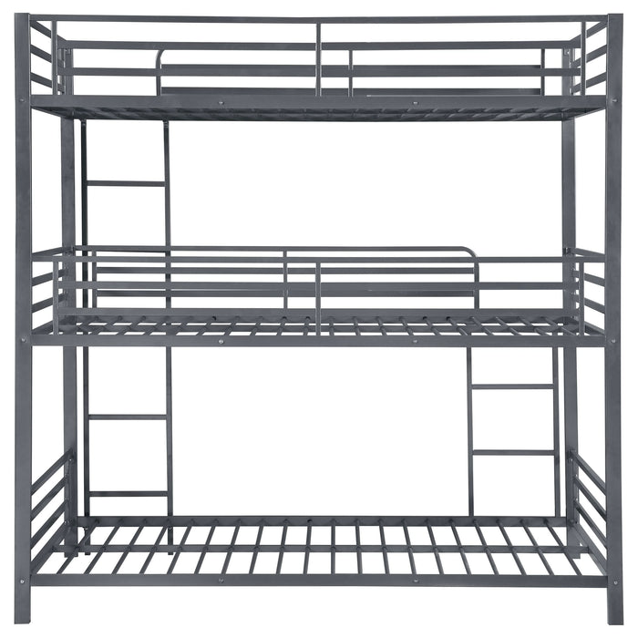 Maynard Metal Twin Triple Bunk Bed Gunmetal - Walo Furniture 