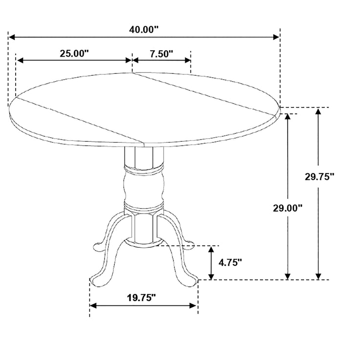 Allison 5-piece Round Drop Leaf Dining Table Set White - Walo Furniture 