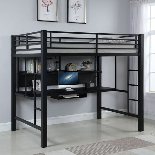 Avalon Full Workstation Loft Bed Black - Walo Furniture 