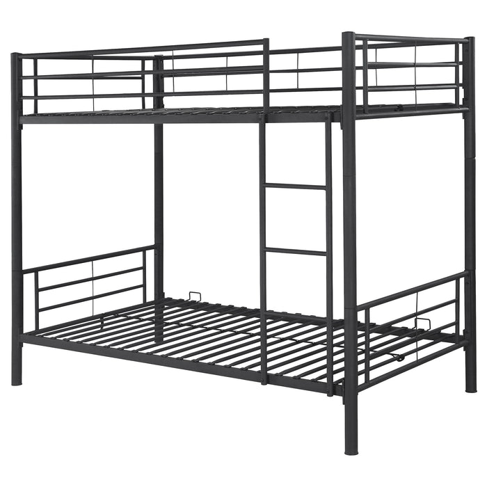 Hayward Metal Twin Over Twin Bunk Bed Black - Walo Furniture 