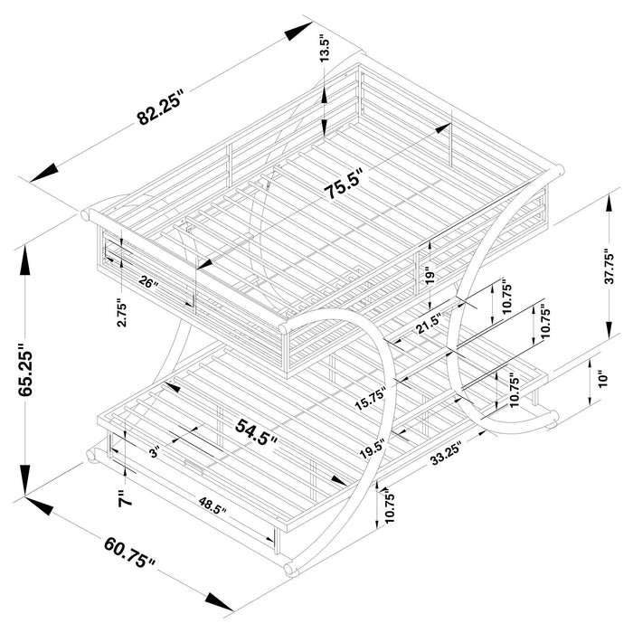 Stephan Metal Full Over Full Bunk Bed Gunmetal - Walo Furniture 