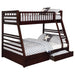 Ashton 2-drawer Wood Twin Over Full Bunk Bed Cappuccino - Walo Furniture 