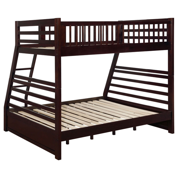 Ashton 2-drawer Wood Twin Over Full Bunk Bed Cappuccino - Walo Furniture 