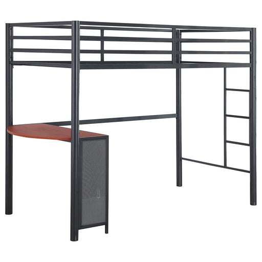 Fisher Twin Workstation Loft Bed Gunmetal - Walo Furniture 