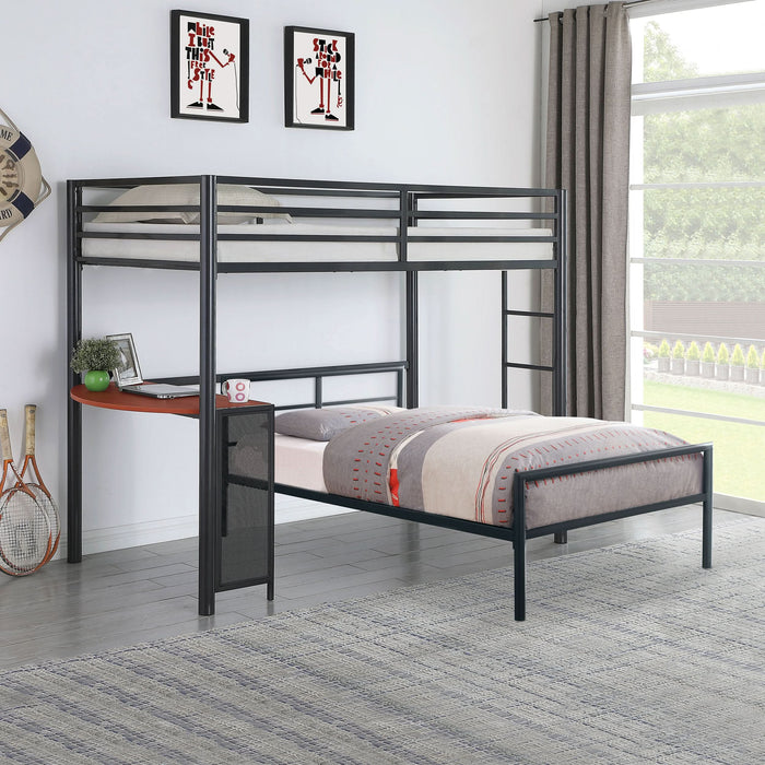 Fisher Twin Workstation Loft Bed Gunmetal - Walo Furniture 