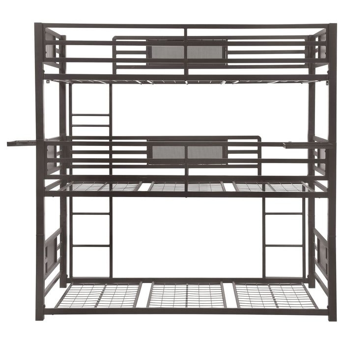 Rogen Metal Twin Triple Bunk Bed Dark Bronze - Walo Furniture 