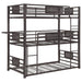 Rogen Metal Twin Triple Bunk Bed Dark Bronze - Walo Furniture 