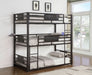 Rogen Metal Twin Triple Bunk Bed Dark Bronze - Walo Furniture 