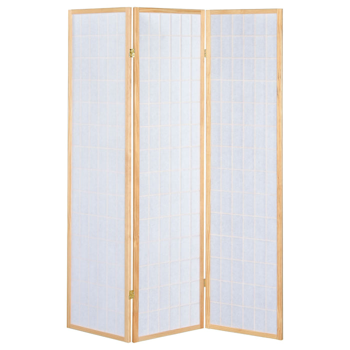 Carrie 3-Panel Room Divider Folding Shoji Screen Natural - Walo Furniture 