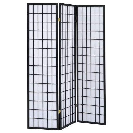 Carrie 3-Panel Room Divider Folding Shoji Screen Black - Walo Furniture 